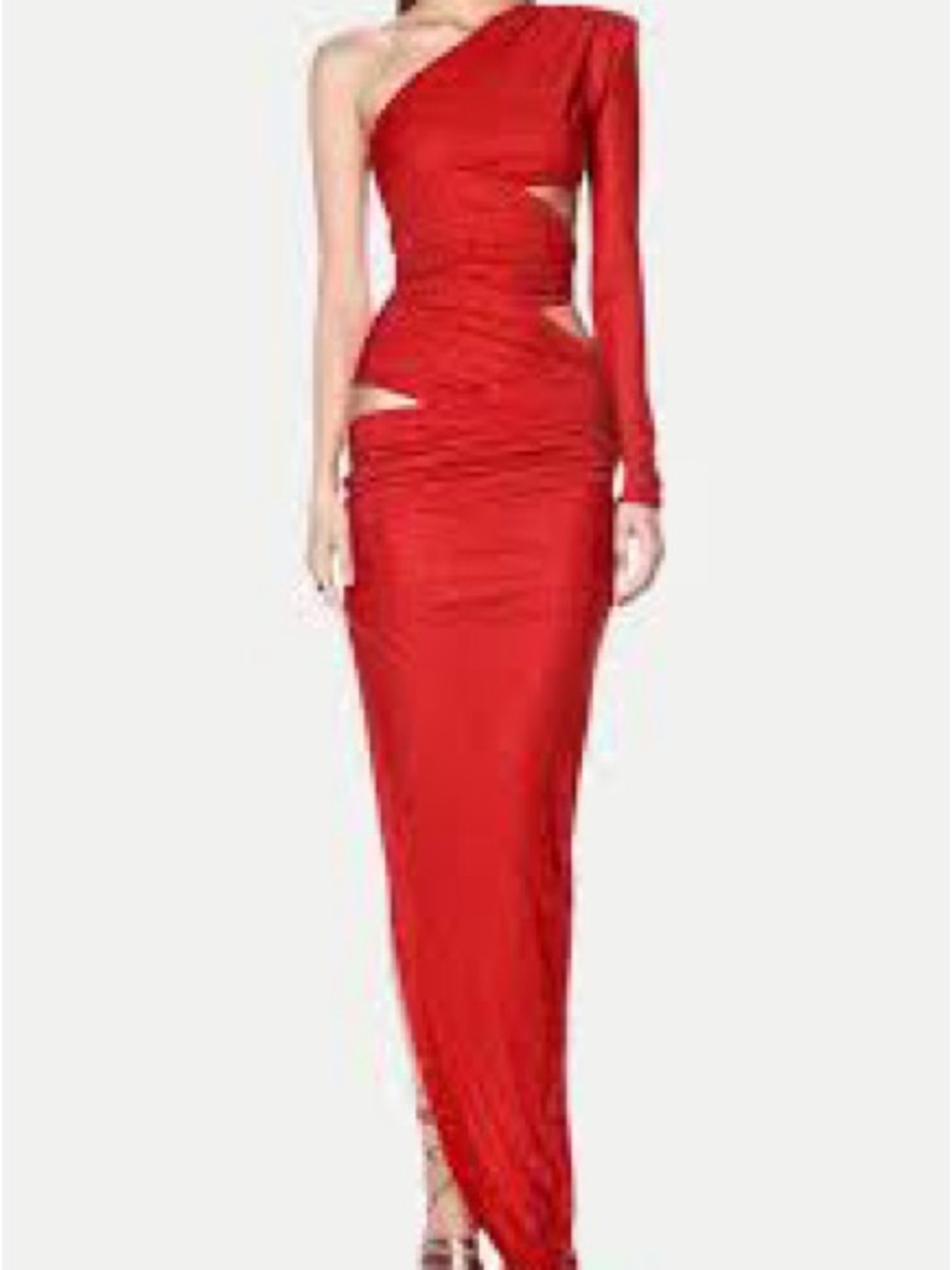Bronx and Banco Red One-Shoulder Cutout Maxi Dress